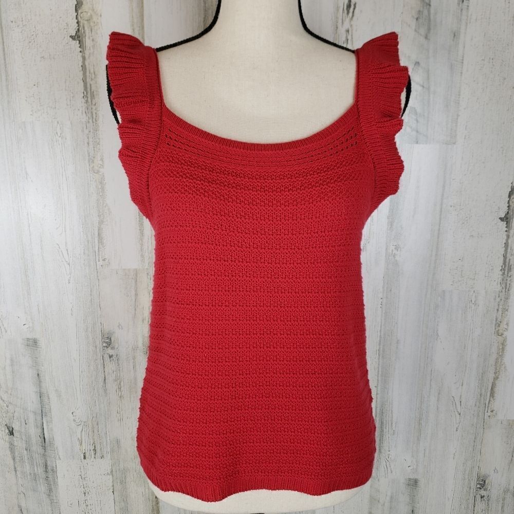Hem & Thread Ruffle Sweater Tank Size Large